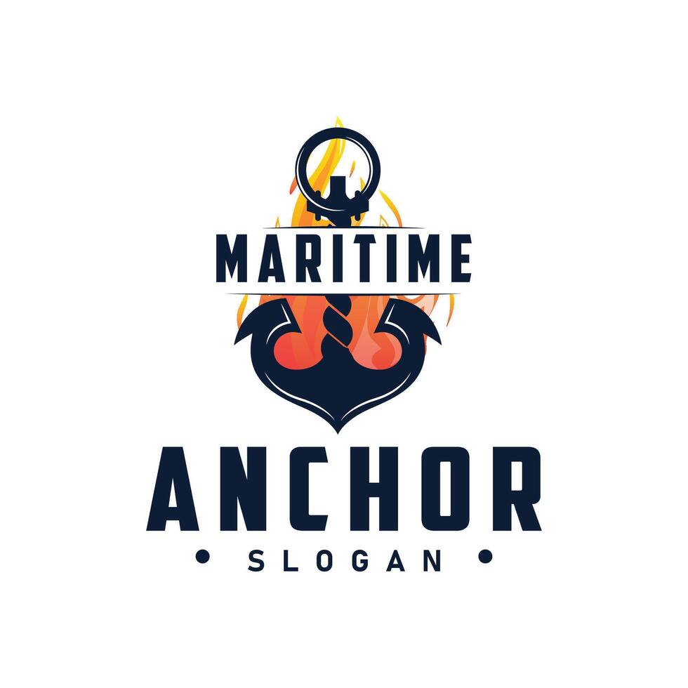 marin fartyg vektor ankare logotyp enkel minimalistisk design ankare illustration enkel marin symbol mall