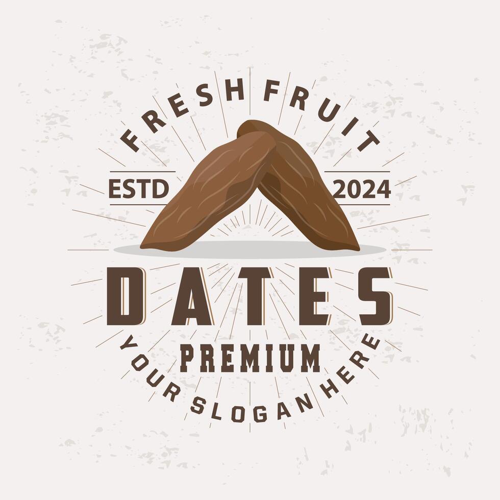 datum frukt logotyp, elegant minimalistisk premie design, ljuv datum frukt logotyp mall illustration vektor