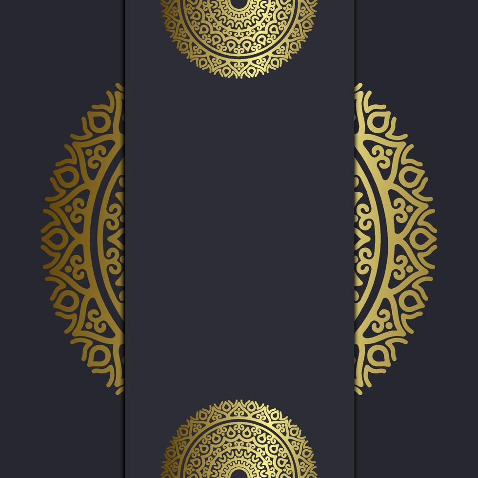 lyxig guld mandala utsmyckad bakgrund för bröllopsinbjudan, bokomslag med mandala element stil vektor