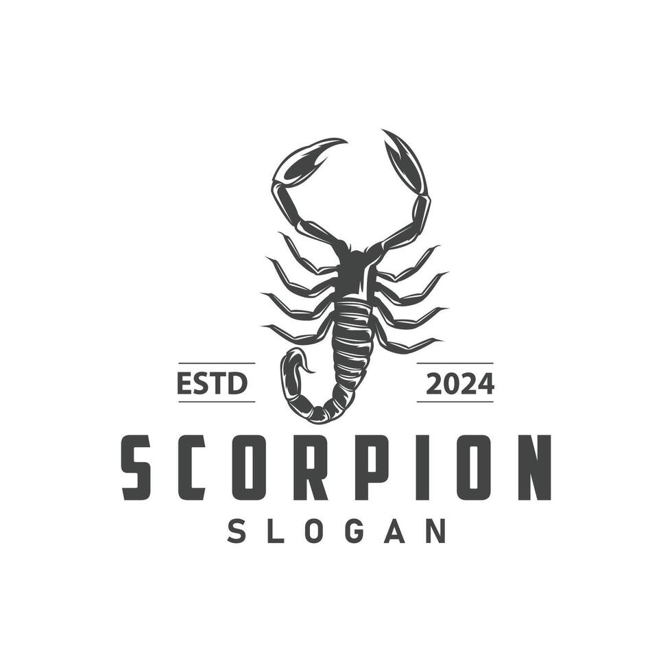 Skorpion Logo Identität Design Jahrgang retro einfach schwarz Silhouette Vorlage giftig Wald Tier vektor