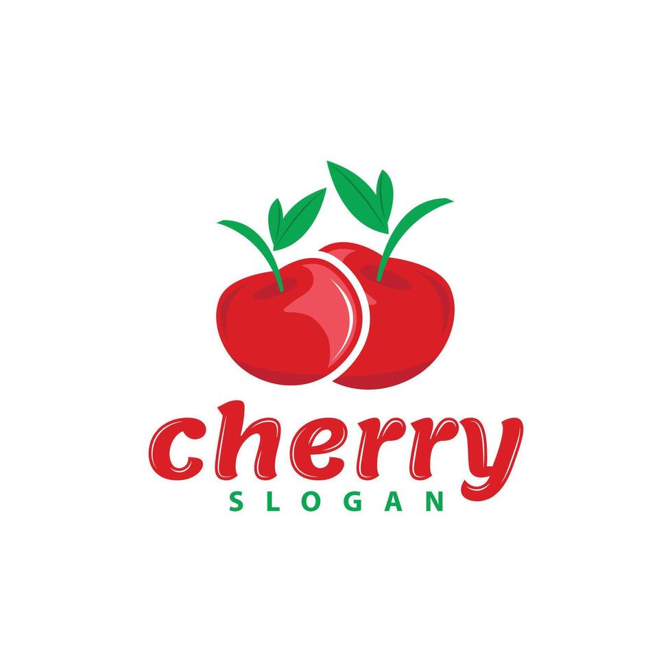 röd bär frukt trädgård växt silhuett design mall körsbär logotyp vektor illustration