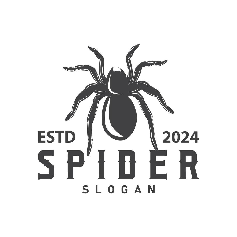 retro Tier Insekt Spinne Logo Design Jahrgang Illustration einfach schwarz Silhouette Vorlage vektor