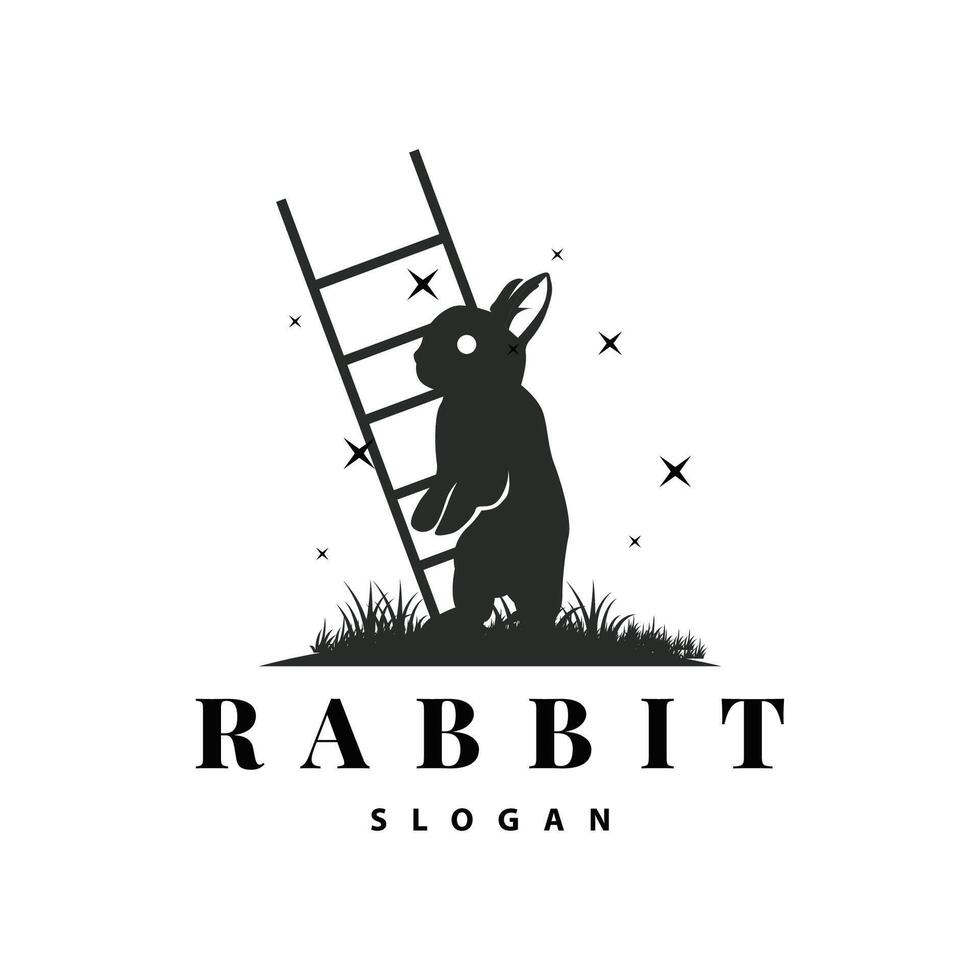 Hase Logo Design süß Hase einfach Tier Silhouette Illustration Vorlage vektor