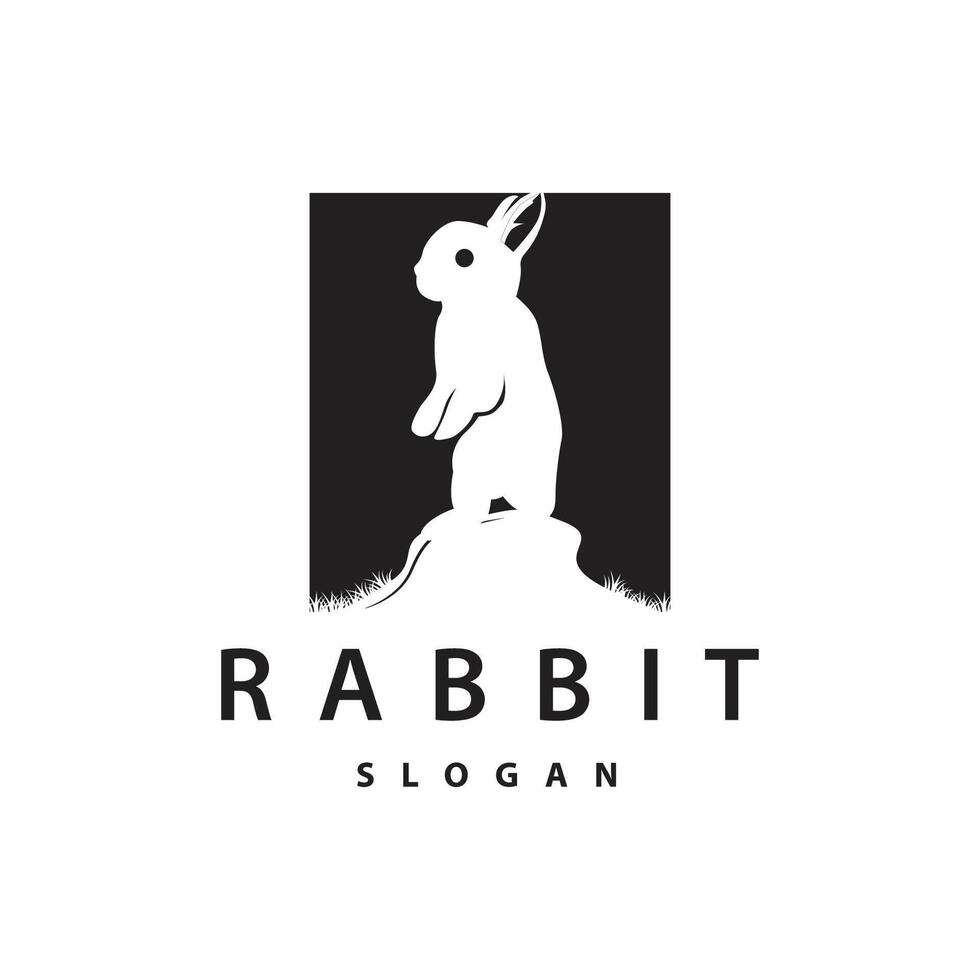 Hase Logo Design süß Hase einfach Tier Silhouette Illustration Vorlage vektor