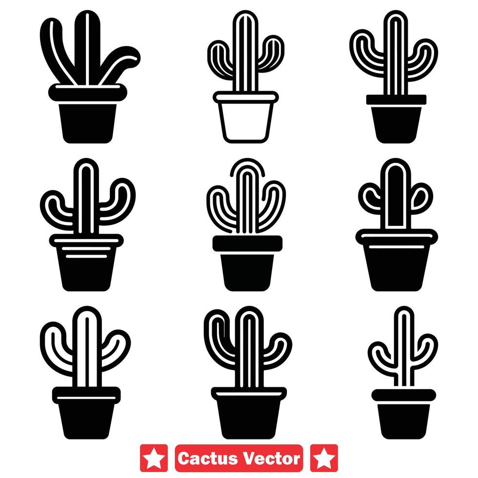 ai generiert wild Westen Wunder charmant Kaktus Silhouette Sortiment zu inspirieren Ihre Kreativität vektor
