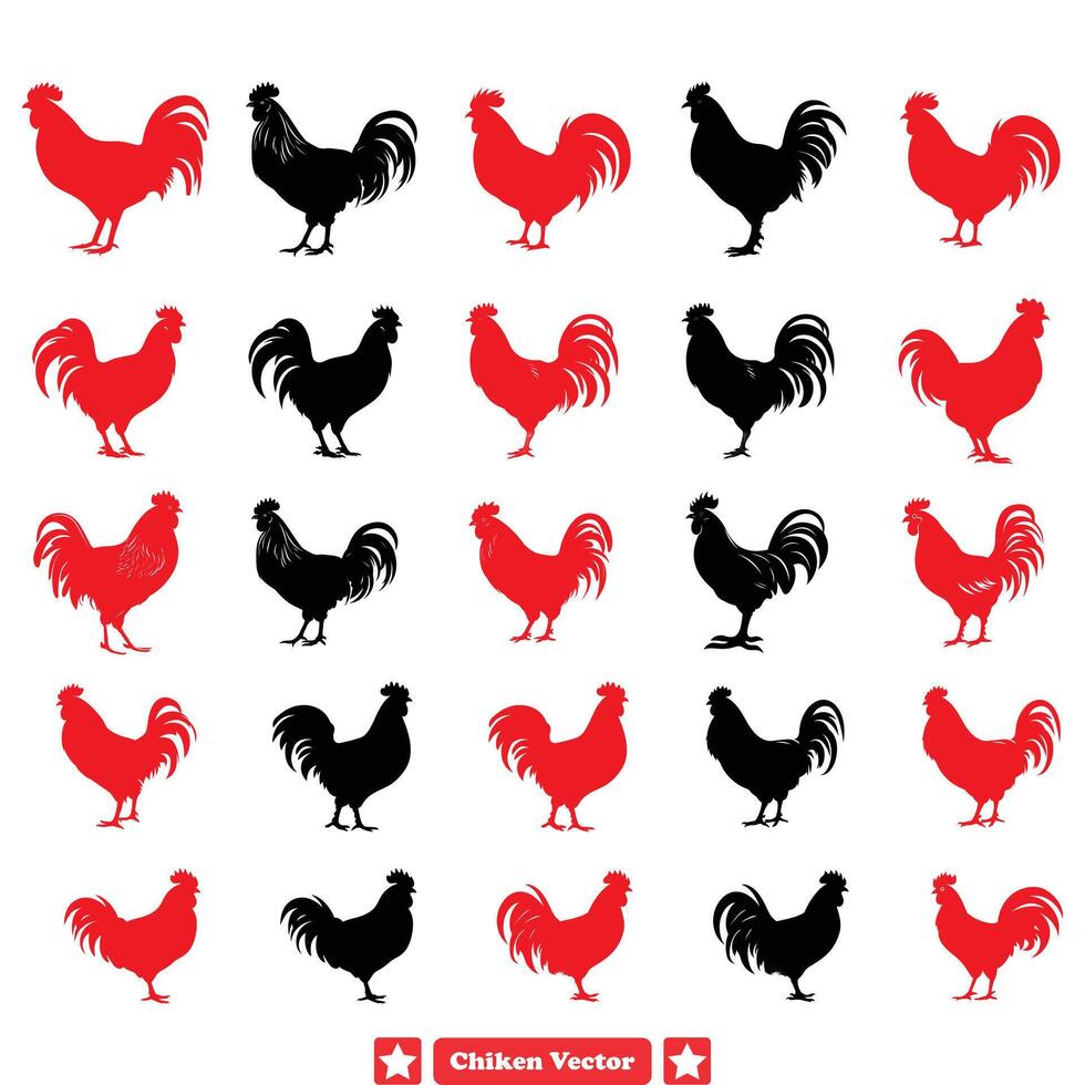 ai genererad befjädrad folk härlig kyckling vektor illustrationer