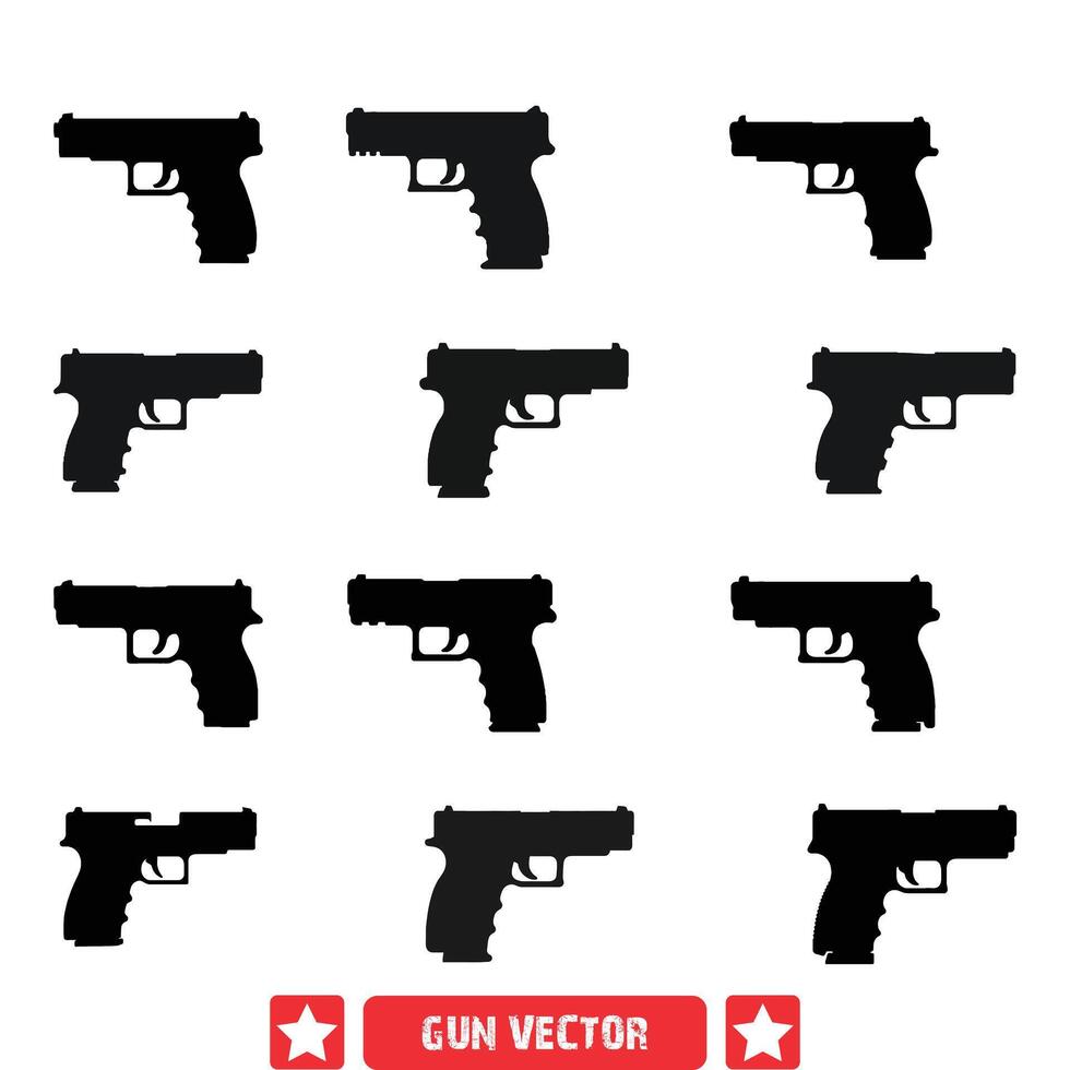 krigare s arsenal invecklad pistol vektor silhuett bunt för taktisk konstverk