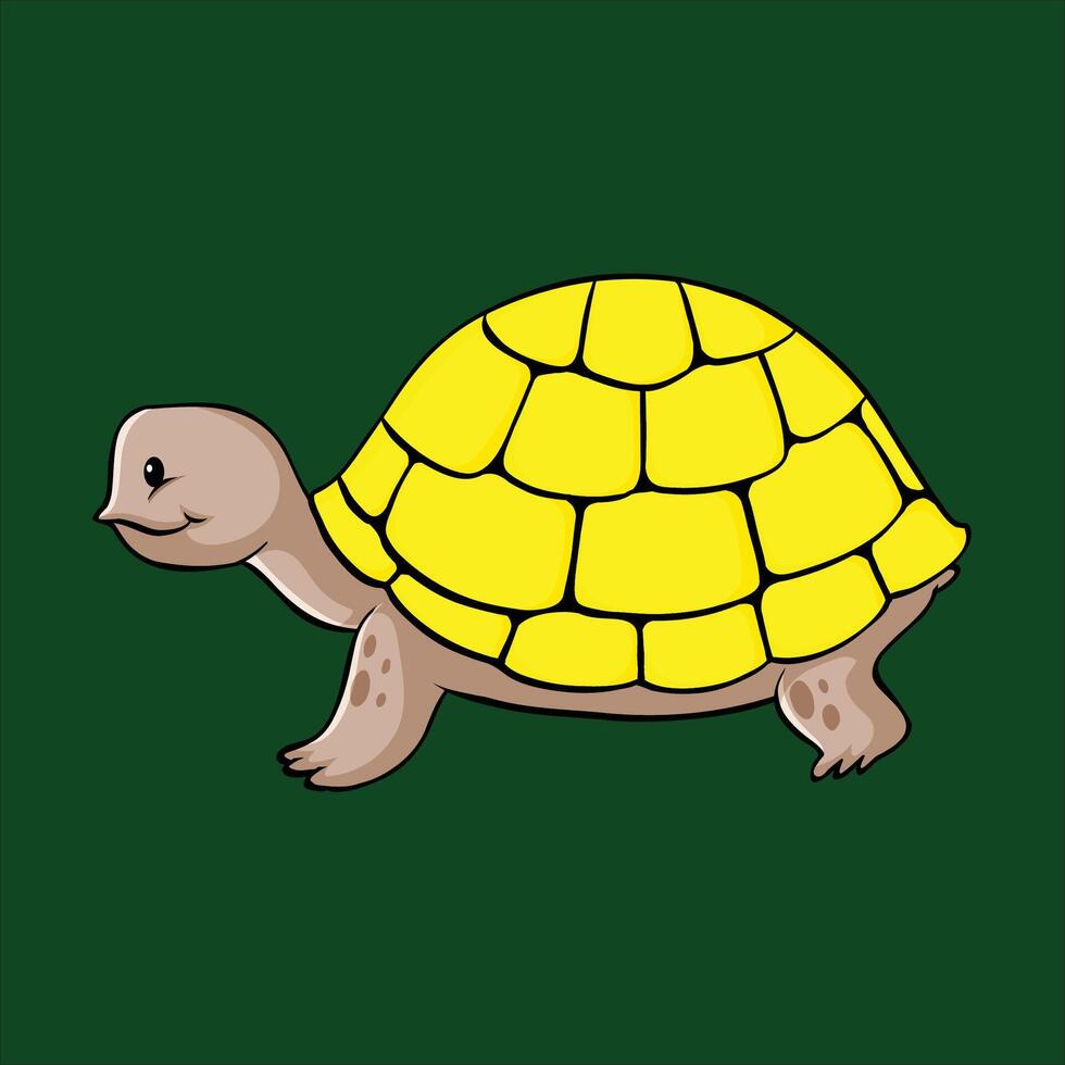 ein Karikatur Schildkröte mit ein Gelb Hülse. vektor
