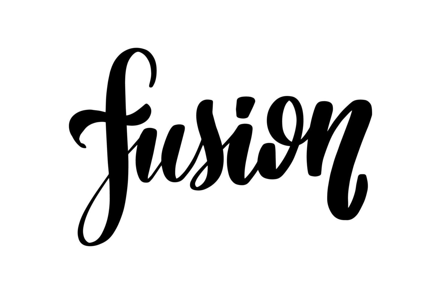 Fusion-Schriftzug. handgeschriebene aktienbeschriftung typografie. Kalligraphie vektor