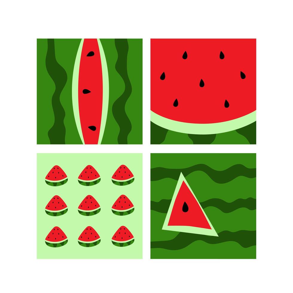 einstellen von Vektor Karikatur Wassermelone Hintergründe.