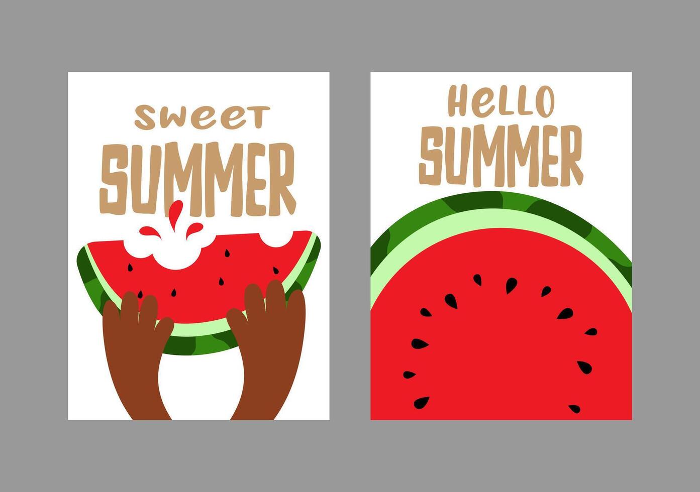 Sommer- Vektor Illustration. süß Wassermelone Postkarte