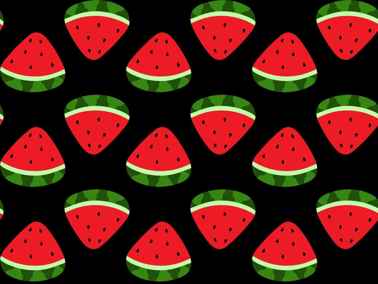 süß Sommer- Muster. Vektor Muster von Wassermelone Scheiben auf schwarz Hintergrund