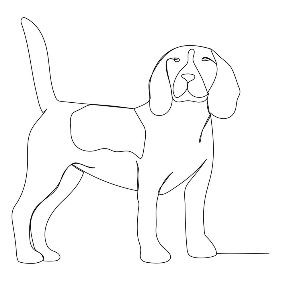 kontinuerlig ett linje hund teckning ut linje vektor illustration design