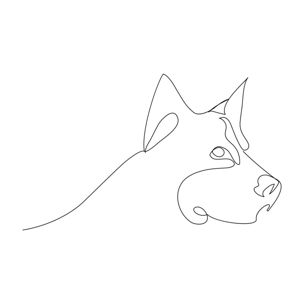 kontinuerlig ett linje hund teckning ut linje vektor illustration design