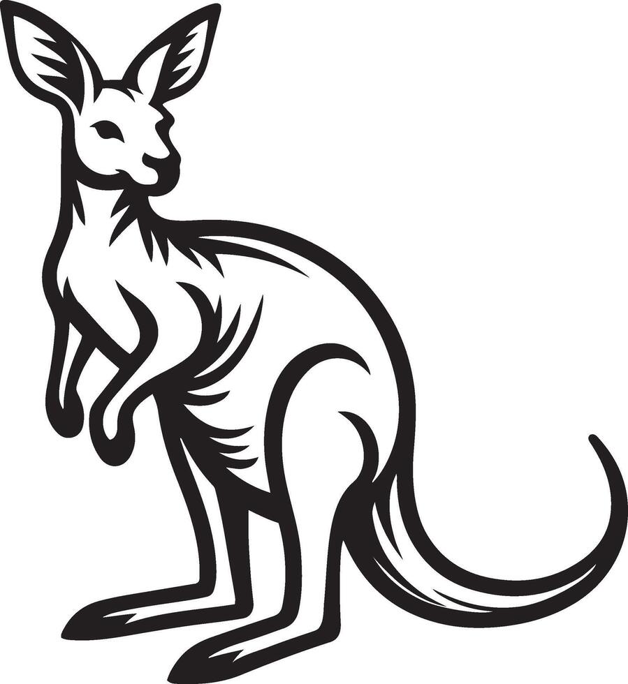 svart silhuetter av känguru vektor illustration på en vit bakgrund. rolig komisk pungdjur djur- från Australien.
