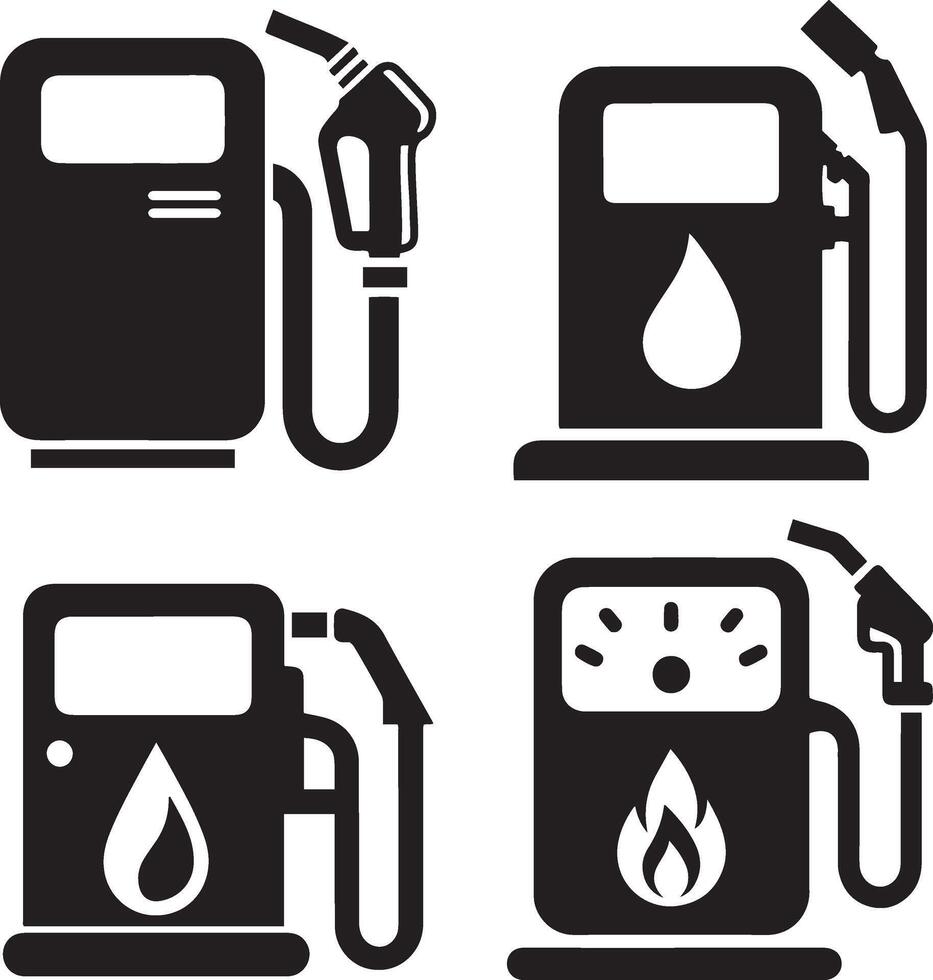 Treibstoff Vektor von Symbole auf Weiß Hintergrund. Gas Bahnhof Symbole oder Zeichen Sammlung.