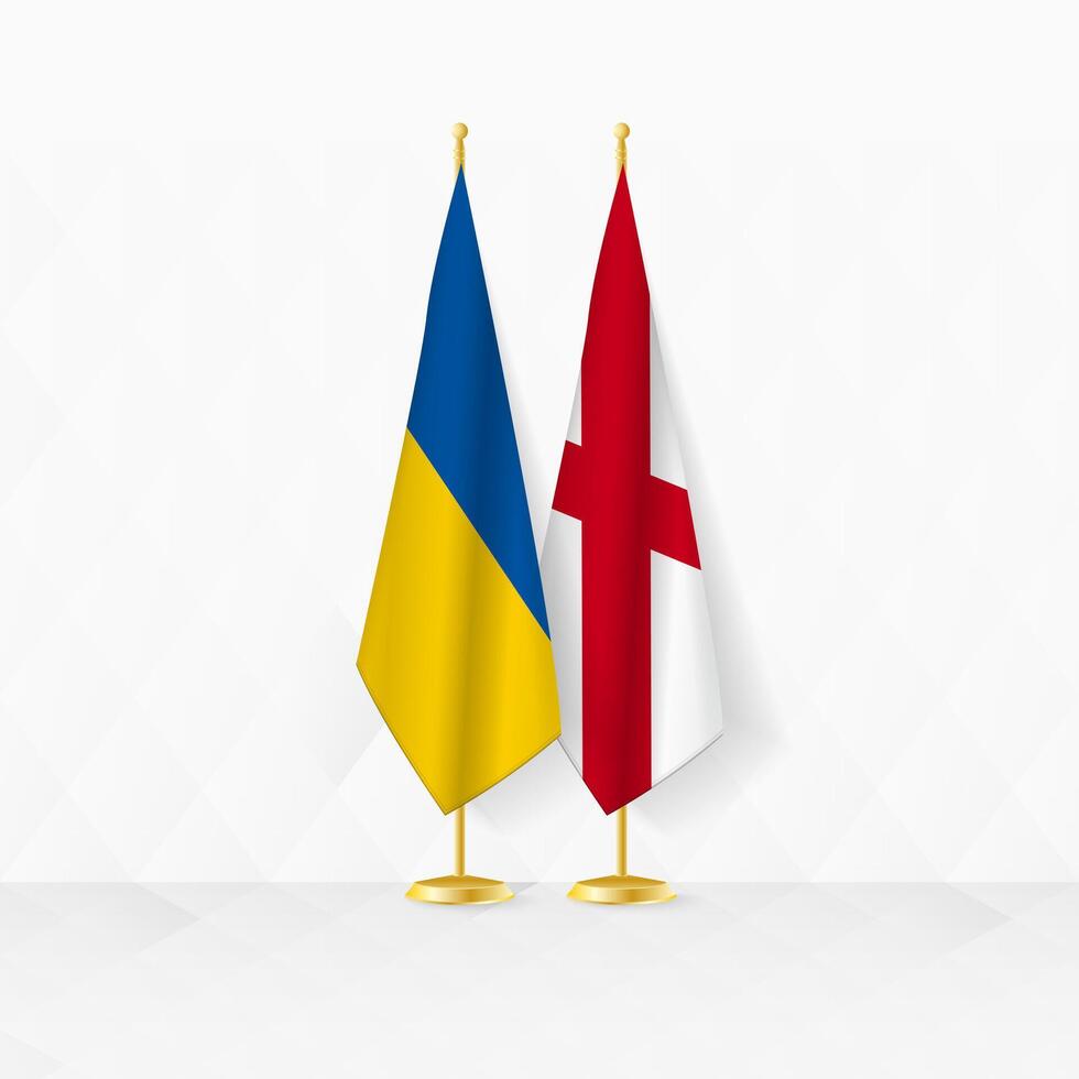 ukraina och alabama flaggor på flagga stå, illustration för diplomati och Övrig möte mellan ukraina och alabama. vektor