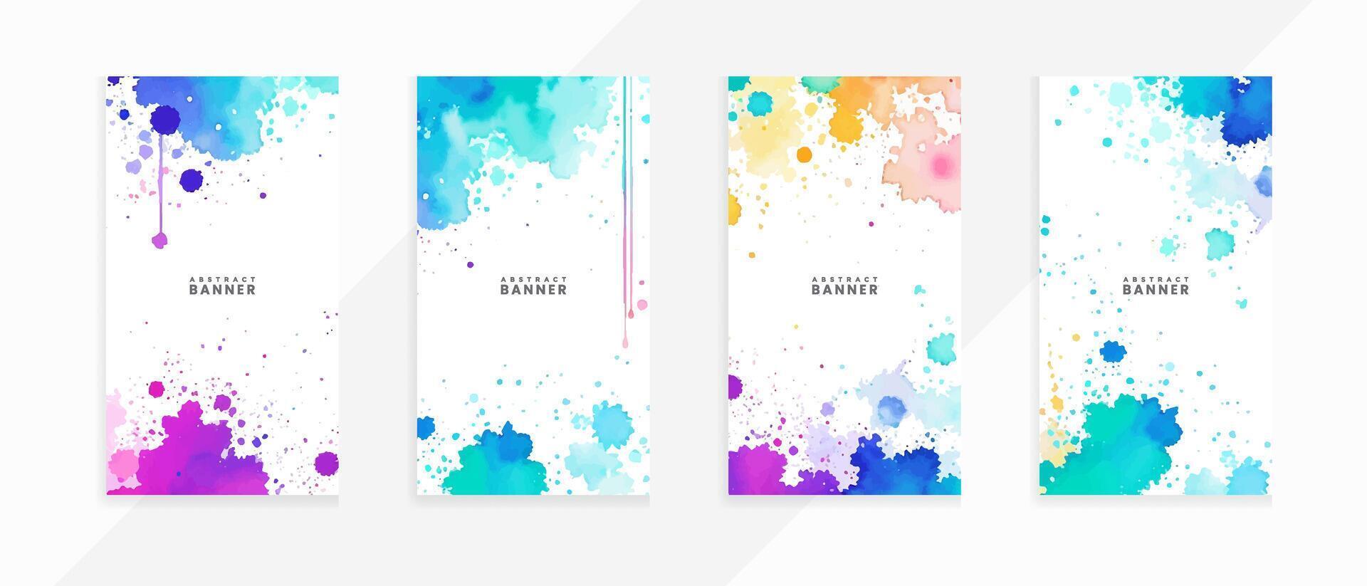 bunt isoliert hell gezeichnet Aquarell Spritzen und Flecken Banner einstellen vektor