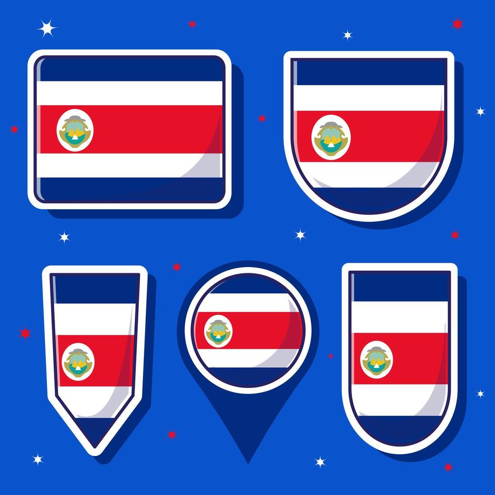 eben Karikatur Vektor Illustration von Costa Rica National Flagge mit viele Formen Innerhalb
