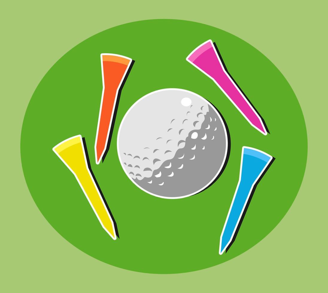 golfboll och färgglada tees vektor