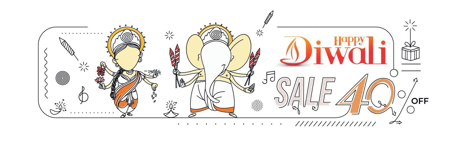 glad diwali försäljning banner affisch, vektor illustration.