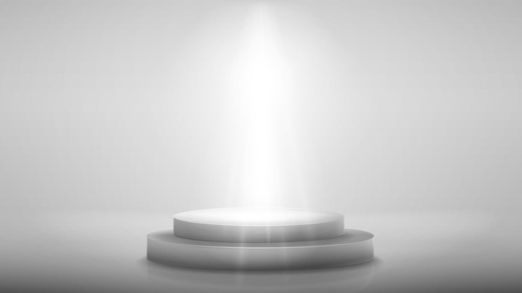 weiße Szene mit grauem Podium mit Beleuchtung von Scheinwerfern vektor