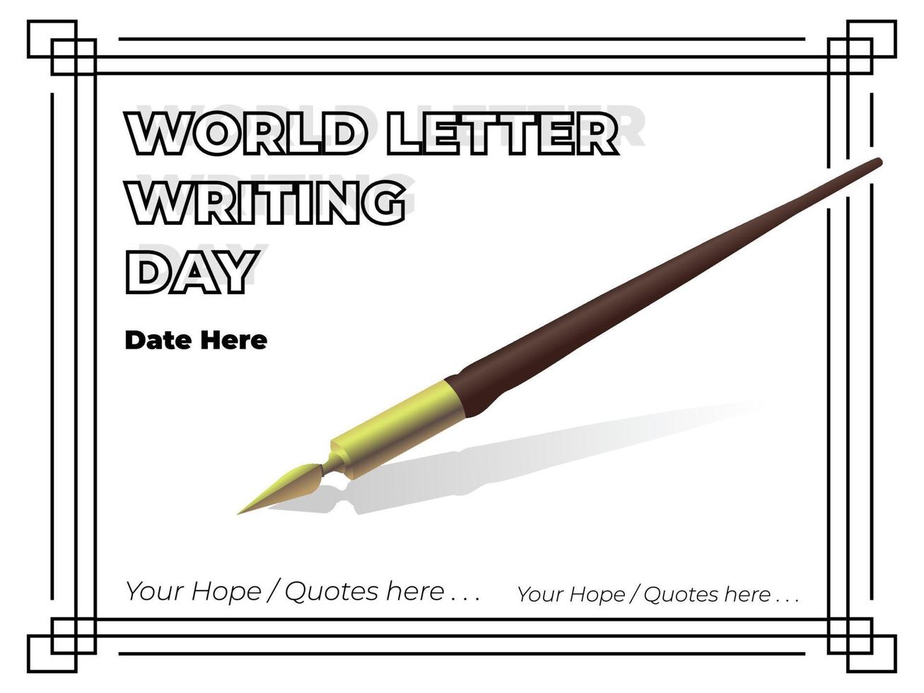 världen brevskrivande dag formgivningsmall, penna vektor