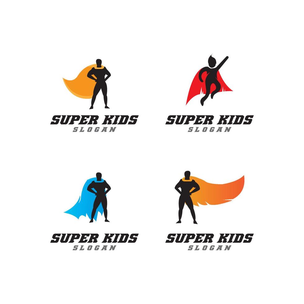 enkla barn superhjälte ikon vektor logotyp