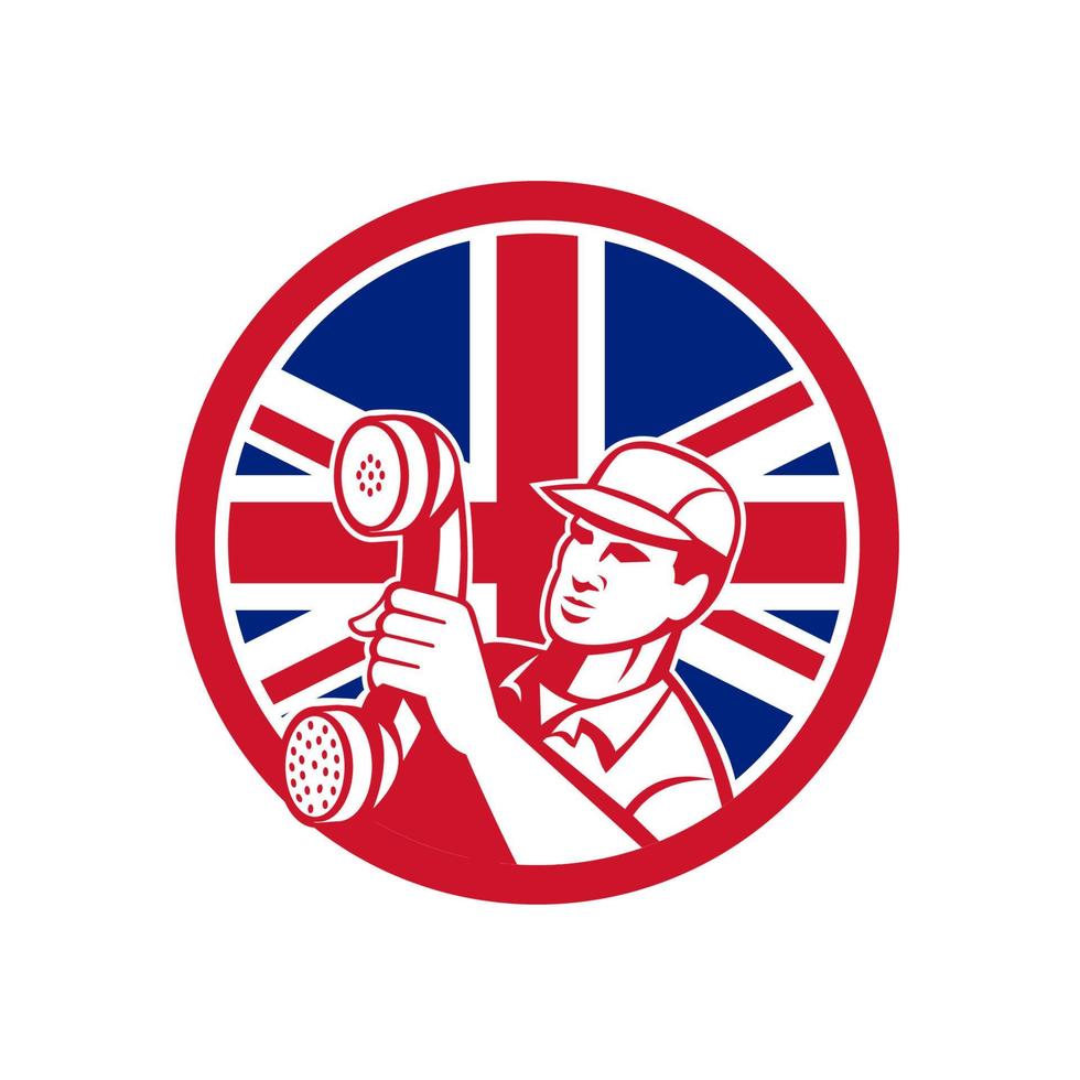 brittisk telefon reparatör ikon retro vektor