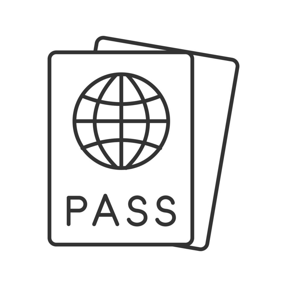 internationella pass linjär ikon. tunn linje illustration. identitetshandling. kontur symbol. vektor isolerade ritning