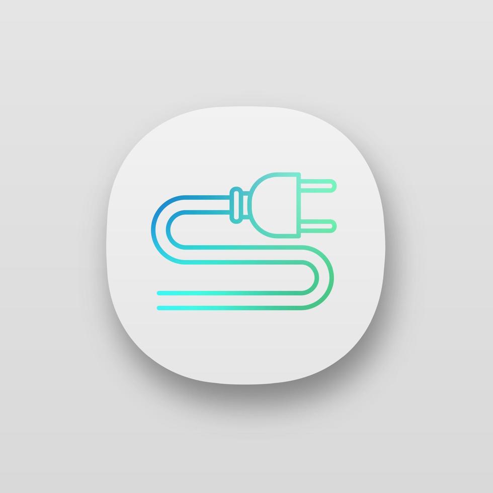 Symbol für die elektrische Stecker-App. Verdrahtung. Stromkabel mit Stecker. ui ux-Benutzeroberfläche. Web- oder mobile Anwendung. isolierte Vektorgrafik vektor