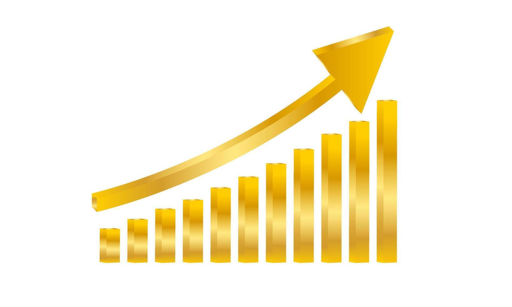 Gold Pfeil oben mit Bar Graph Konzept finanziell Wachstum Erfolg im Markt Daten, Vektor Illustration