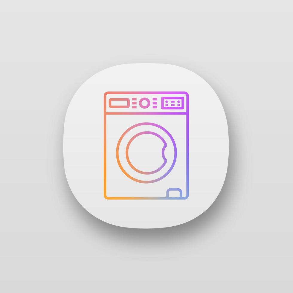 Symbol für die Waschmaschinen-App. Waschmaschine. Unterlegscheibe. Haushaltsgerät. ui ux-Benutzeroberfläche. Web- oder mobile Anwendung. isolierte Vektorgrafik vektor