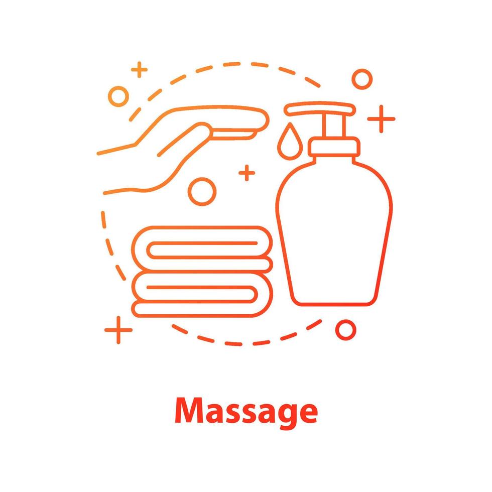 Symbol für Massagekonzept. Spa-Salon Idee dünne Linie Illustration. Badezubehör. Hände waschen. Vektor isolierte Umrisszeichnung