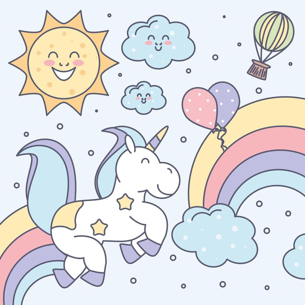 süßer einhorn regenbogen vektor