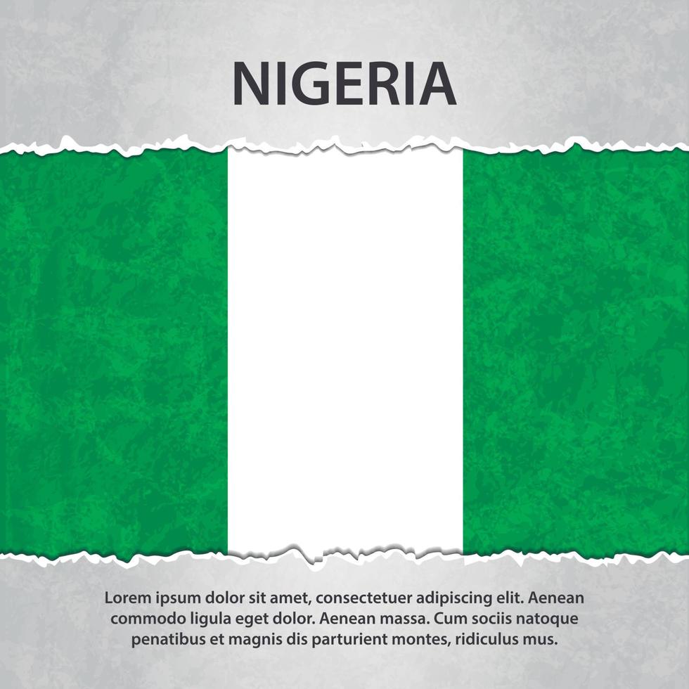 nigerias flagga på trasigt papper vektor