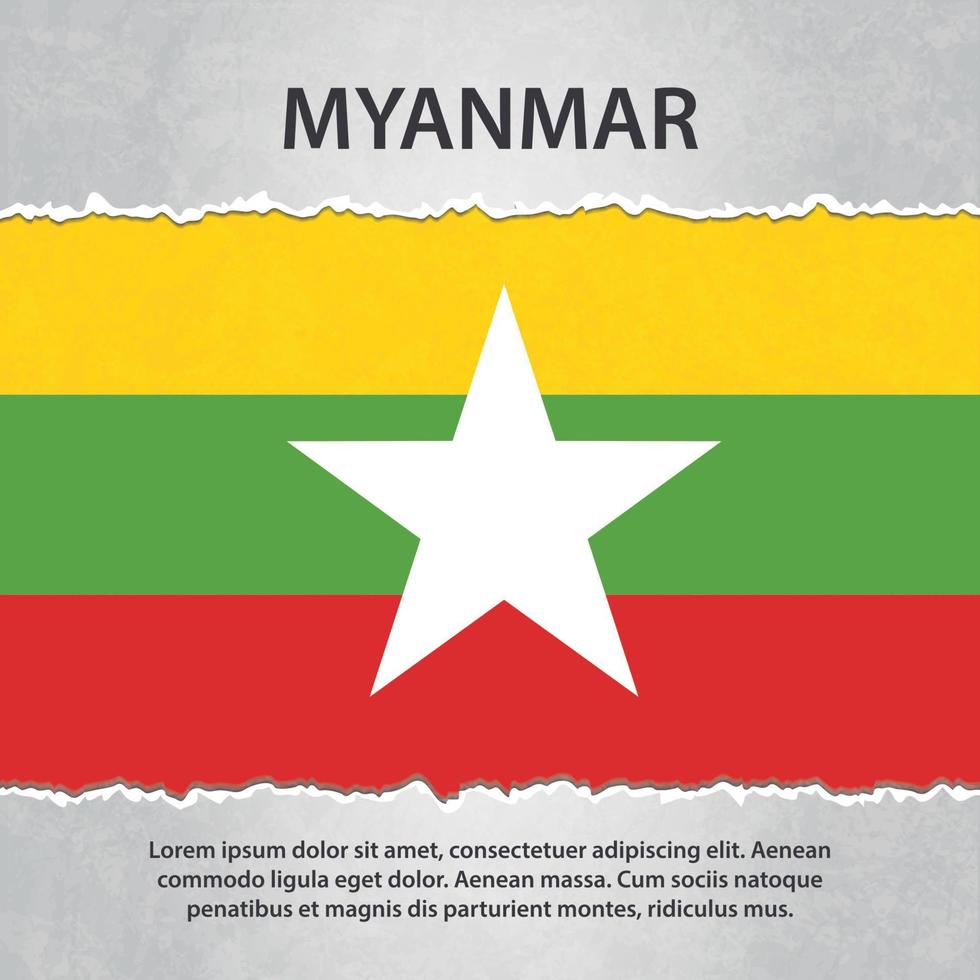 Myanmar-Flagge auf zerrissenem Papier vektor