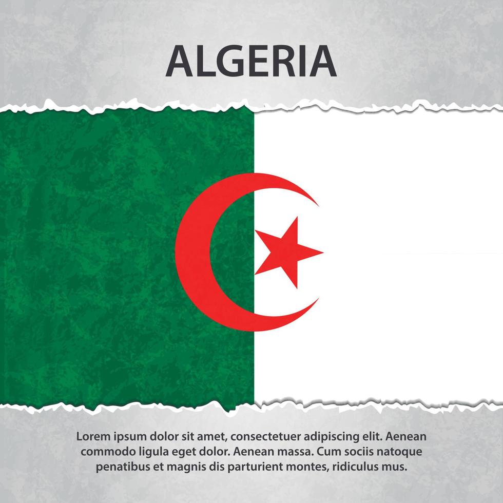 Algerien-Flagge auf zerrissenem Papier vektor