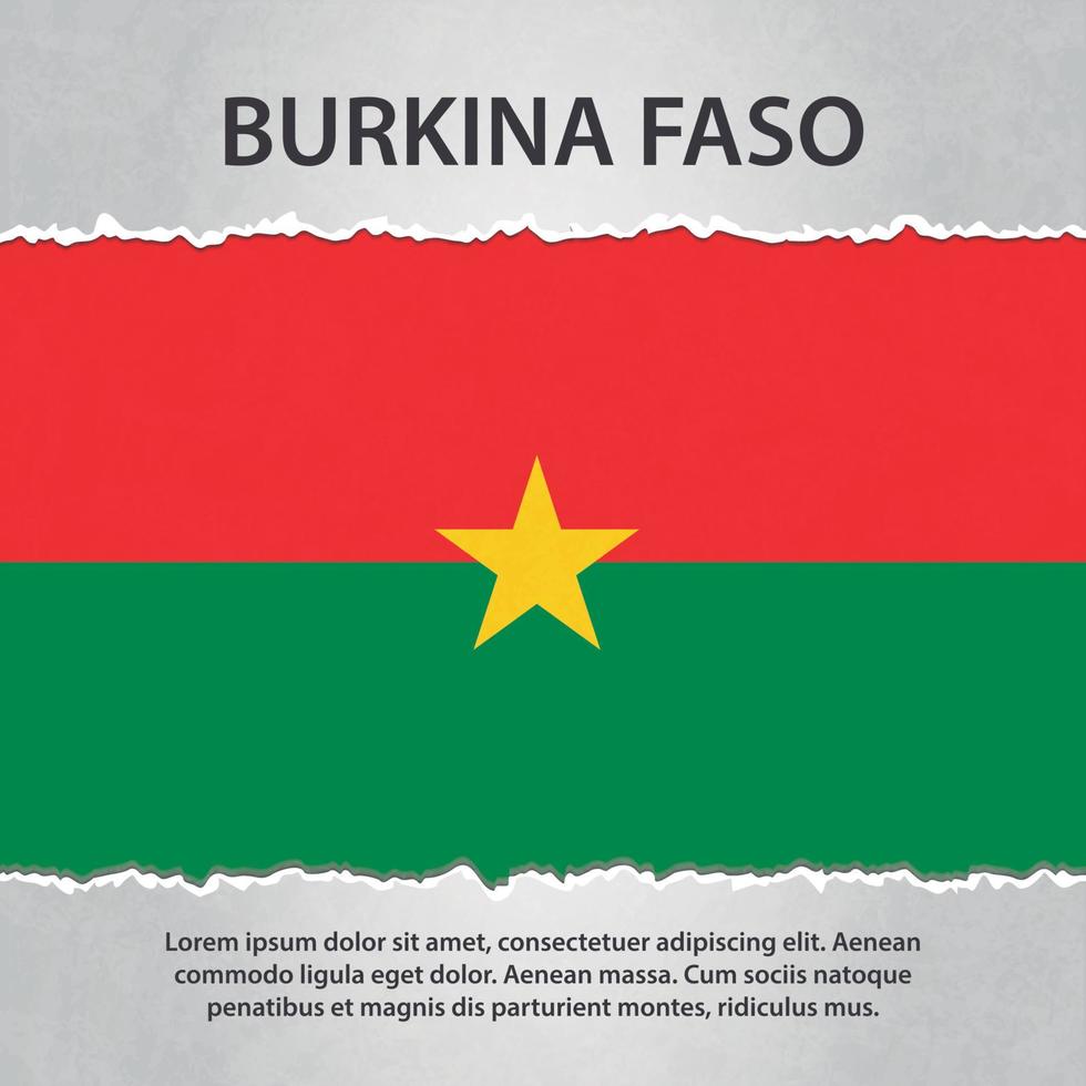 burkina faso flagga på trasigt papper vektor