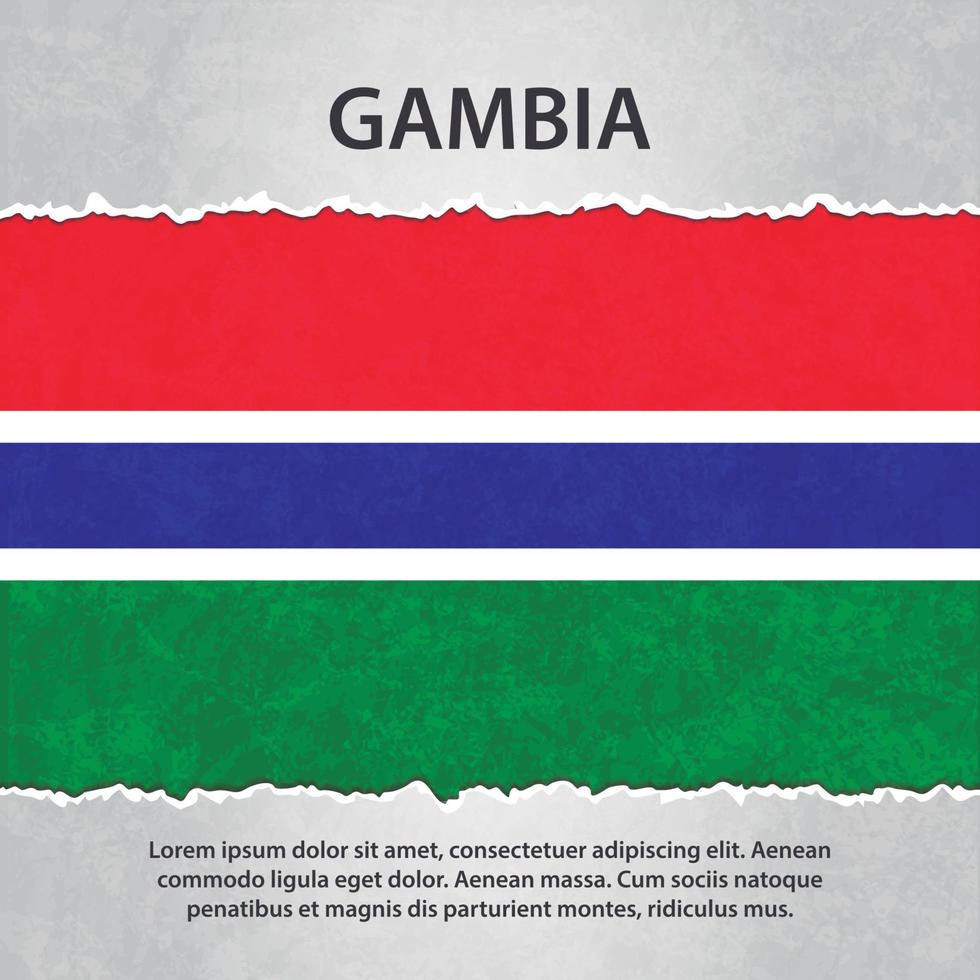 Gambia-Flagge auf zerrissenem Papier vektor