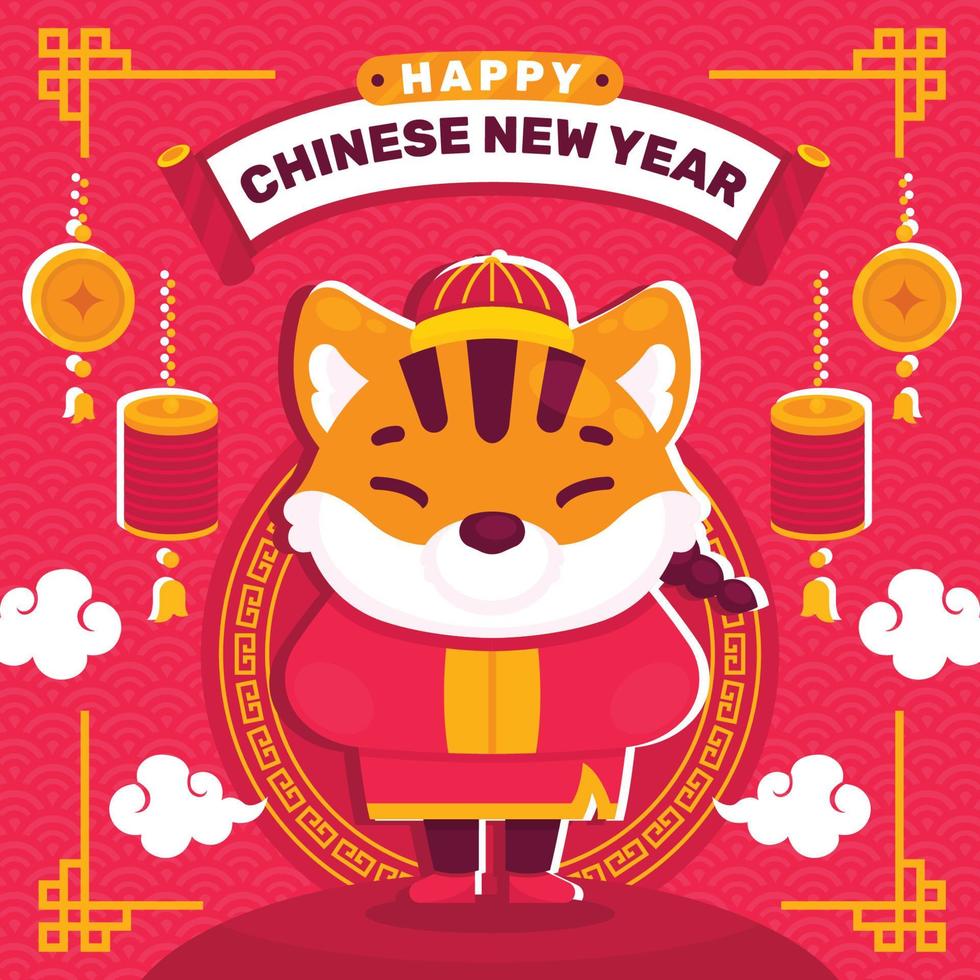 gott kinesiskt nytt år av tiger vektor