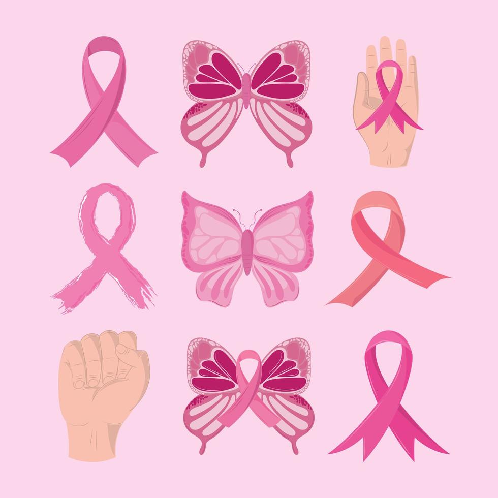 ikoner som bröstcancer vektor