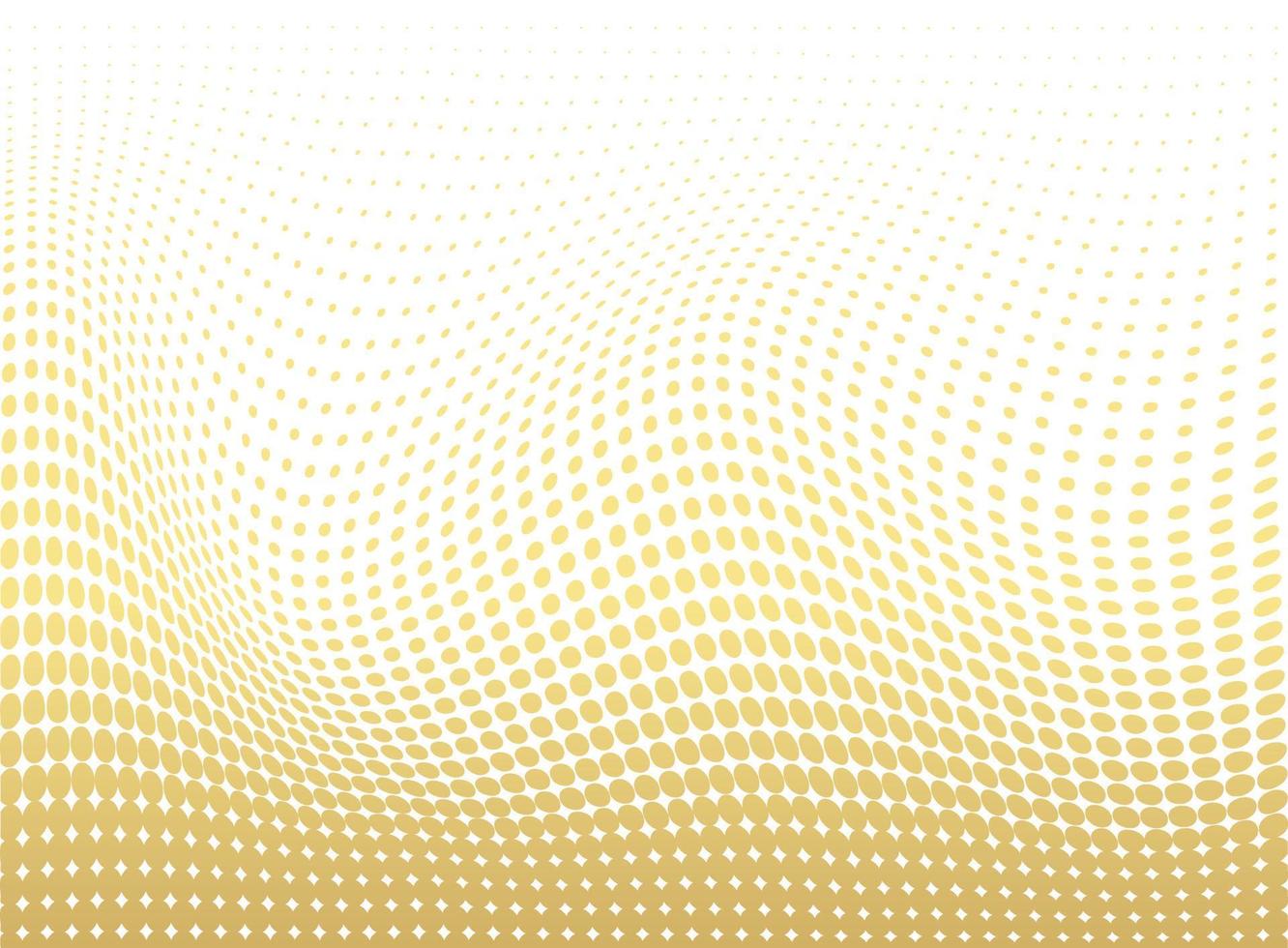 abstrakter gold gepunkteter Hintergrund. futuristisches Grunge-Muster, Punkt, Welle. Vektor moderne optische Pop-Art-Textur für Poster, Websites, Visitenkarten, Cover, Etikettenmodell, Vintage-Layout