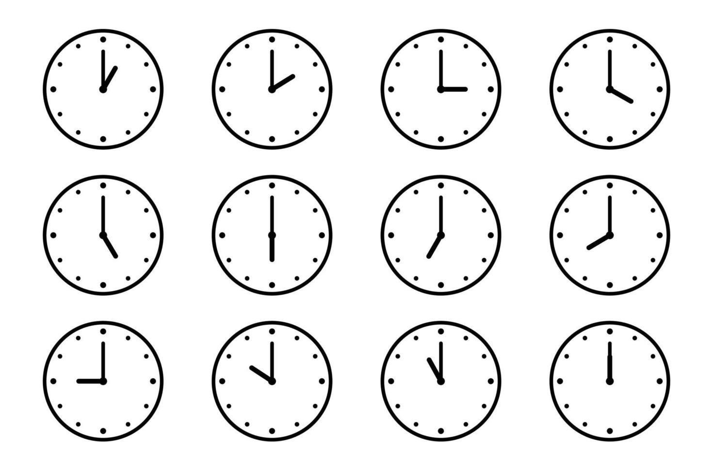 Satz der flachen Vektorillustration des Uhrsymbols vektor