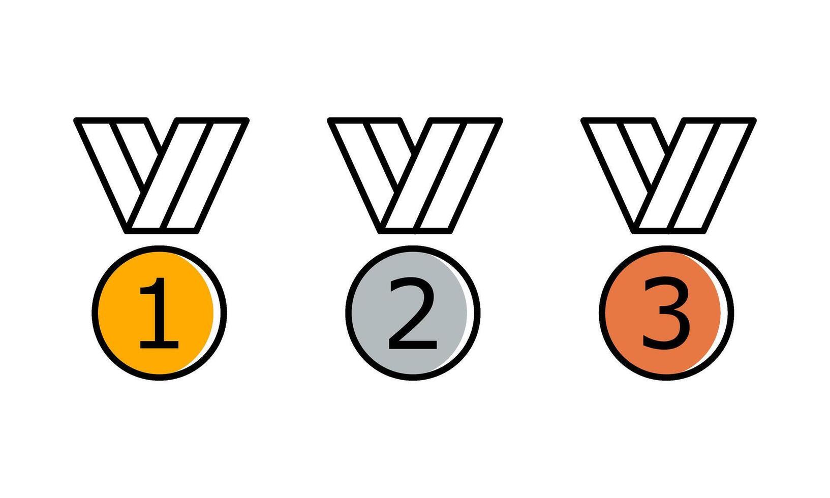 rang först, andra och tredje i de lopp. guld, silver- och brons. vektor