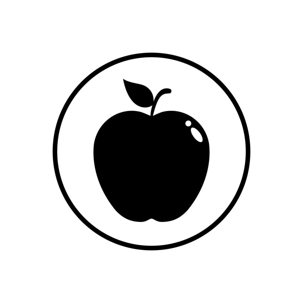 Apfel Obst Symbol Vektor auf Kreis Linie