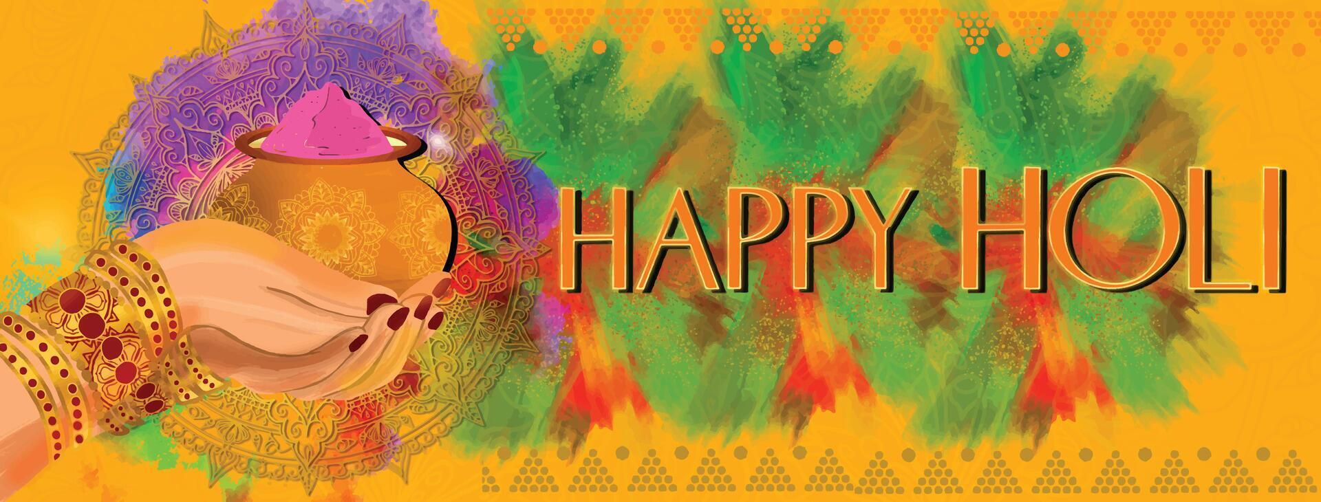 glücklich holi , Illustration von bunt Werbung Hintergrund zum Festival von Farben Feier vektor