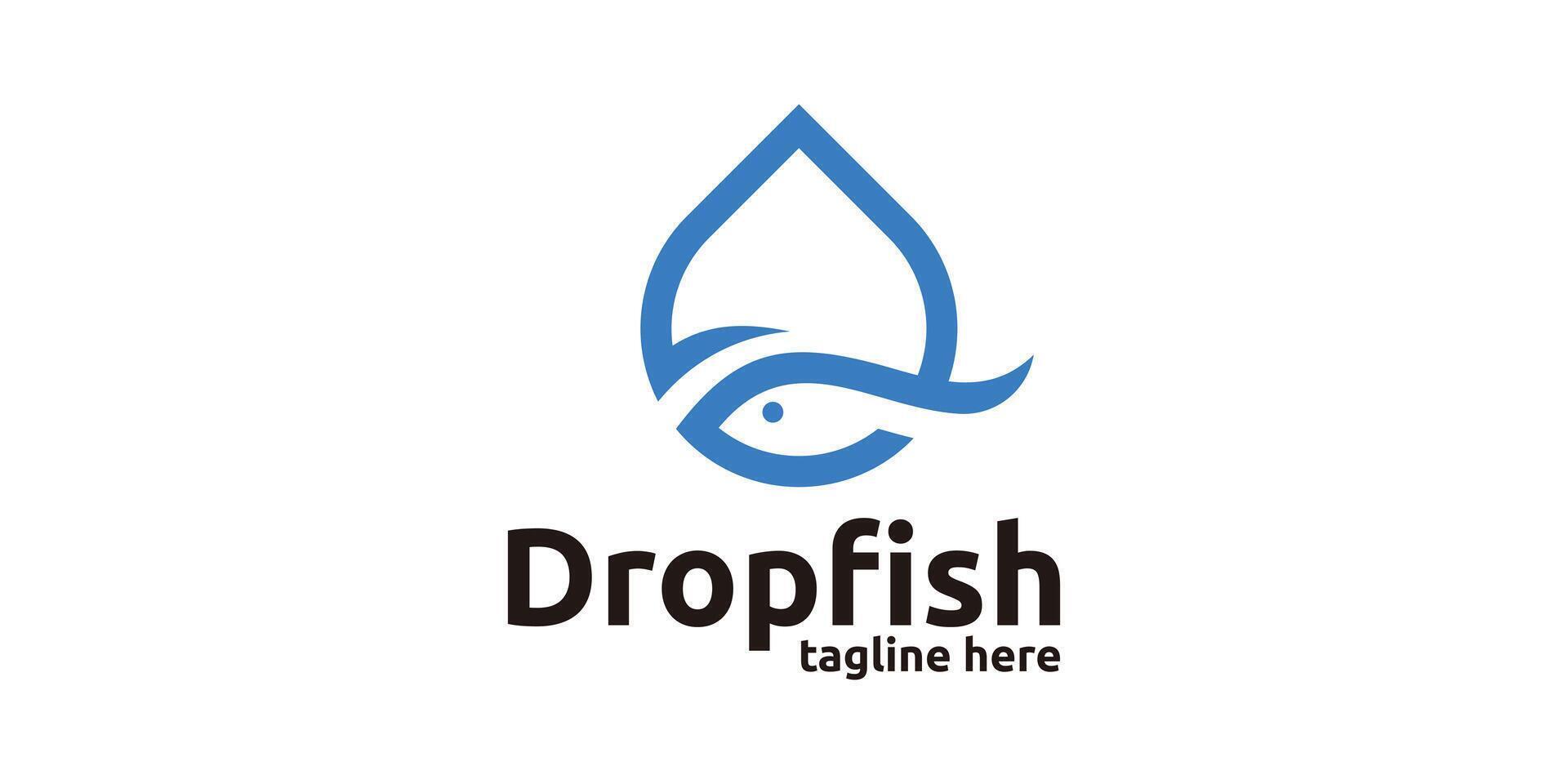 liten droppe och fisk logotyp design, logotyp design mall, symbol, kreativ aning. vektor