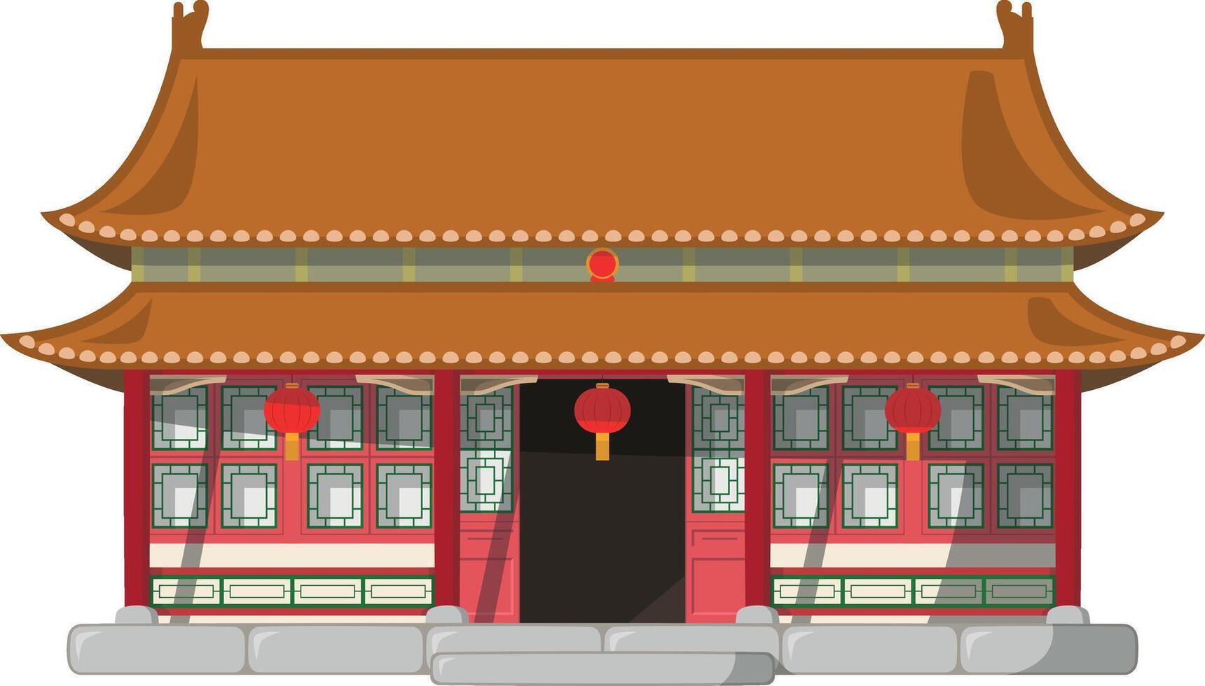 vektor illustration av en traditionell Kina hutong hus i tecknad serie stil isolerat på vit bakgrund. traditionell hus av de värld serier