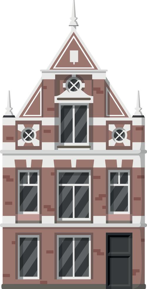 Vektor Illustration von ein traditionell Amsterdam Haus im Karikatur Stil isoliert auf Weiß Hintergrund. traditionell Häuser von das Welt Serie